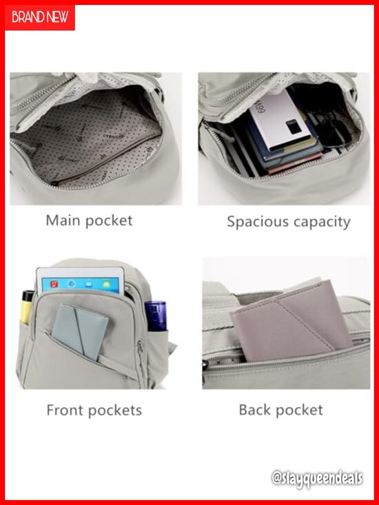 Mini Nylon Backpack for Women, Lightweight Travel Daypack, Adjustable Straps,